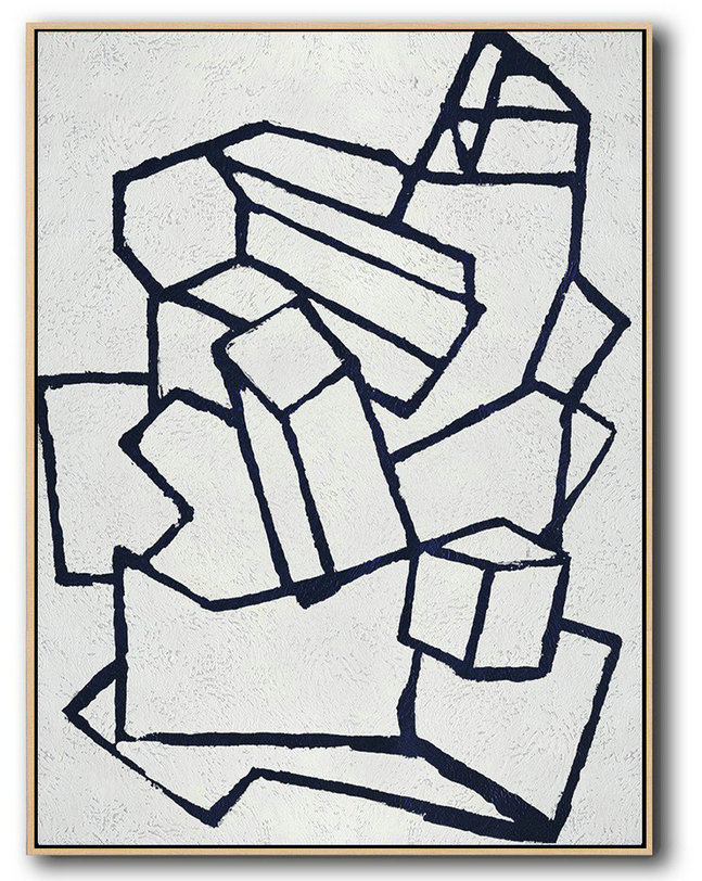 Extra Large Acrylic Painting On Canvas,Buy Hand Painted Navy Blue Abstract Painting Online,Large Wall Art Home Decor
